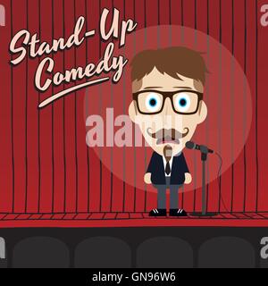 Guy hilarant stand up comedian cartoon Illustration de Vecteur