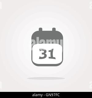 Calendrier vecteur icône apps bouton brillant. Jour 31 Illustration de Vecteur