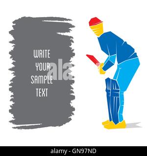 Joueur de cricket position prêt à frapper la balle , Conseil peinture pour écrire votre texte Illustration de Vecteur