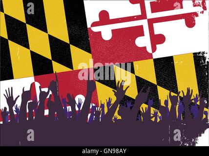 Drapeau de l'État du Maryland Public avec Illustration de Vecteur