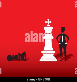 Défaite du roi blanc d'échecs pion noir concept design vector Illustration de Vecteur