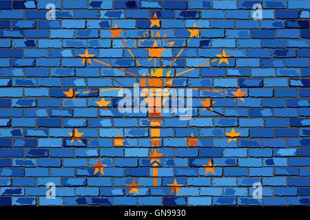 Drapeau de l'Indiana sur un mur de briques Illustration de Vecteur