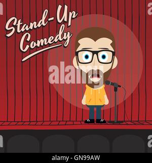 Guy hilarant stand up comedian cartoon Illustration de Vecteur