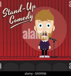 Guy hilarant stand up comedian cartoon Illustration de Vecteur