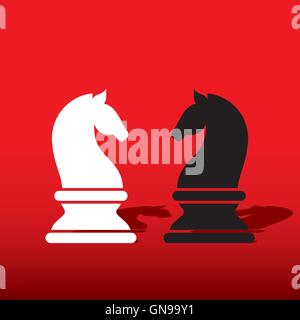 Chess knight chevalier noir et blanc vector design Illustration de Vecteur