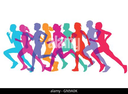 Un groupe de coureurs Illustration de Vecteur