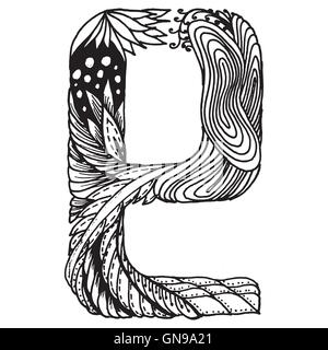 Zentangle lettres stylisées - Lettre E Illustration de Vecteur