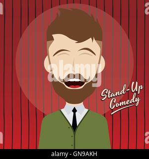 Guy hilarant stand up comedian cartoon Illustration de Vecteur