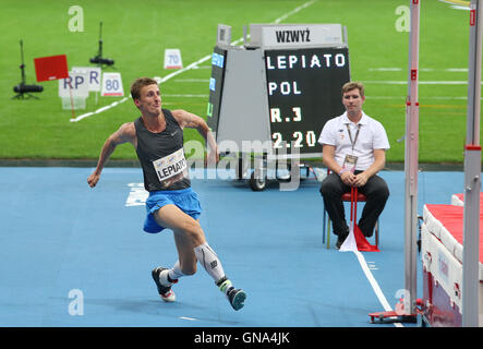 Varsovie, Pologne. Août 28, 2016. Kamila Skolimowska Athlétisme Memorial. Maciej Lepiato (POL), mens saut © Plus Sport Action/Alamy Live News Banque D'Images