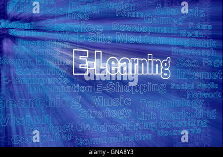 E-learning concept avec internet mots connexes Banque D'Images