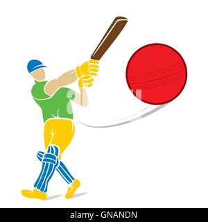 Le cricket player hitting big shoot pour six, concept design Illustration de Vecteur