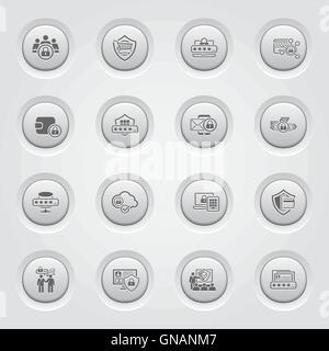 Protection et sécurité Design bouton Icons Set Illustration de Vecteur