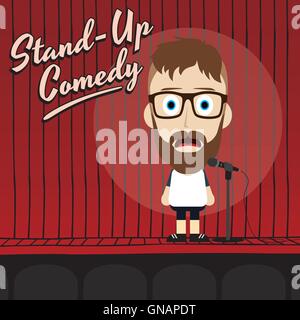 Guy hilarant stand up comedian cartoon Illustration de Vecteur