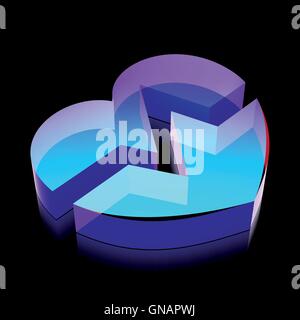 Lumineux néon 3d icône de Cœur fait de verre, vector illustration. Illustration de Vecteur