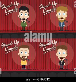 Guy hilarant stand up comedian cartoon Illustration de Vecteur