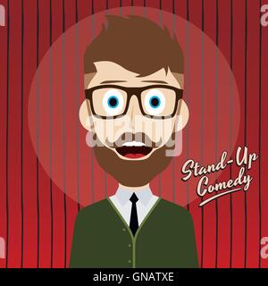 Guy hilarant stand up comedian cartoon Illustration de Vecteur