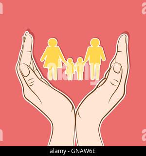 Famille heureuse entre design main Illustration de Vecteur