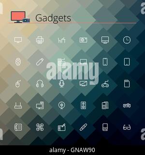 Icônes de ligne de gadgets Illustration de Vecteur