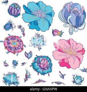 Vector Set Fleurs romantique Illustration de Vecteur