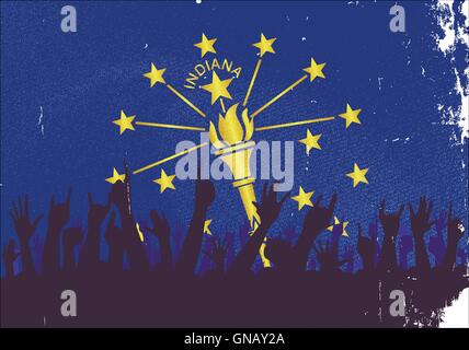 Drapeau d'état de l'Indiana avec Audience Illustration de Vecteur
