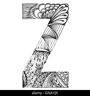 Zentangle lettres stylisées - lettre Z Illustration de Vecteur