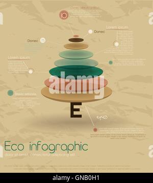 Infographie eco vintage avec sapin. Illustration de Vecteur