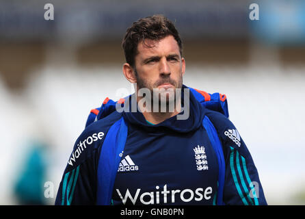 L'Angleterre Liam Plunkett au cours de la session à filets, Nottingham Trent Bridge. Banque D'Images