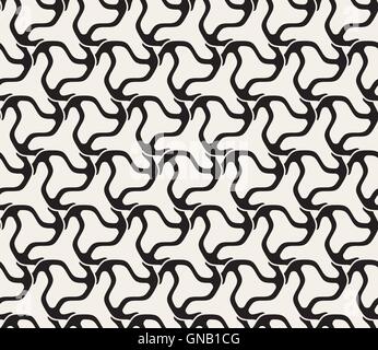 Seamless Vector noir et blanc motif de ligne Triangle Swirl Illustration de Vecteur