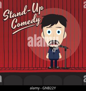 Guy hilarant stand up comedian cartoon Illustration de Vecteur