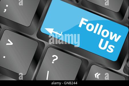 Social media concept : Clavier avec Suivez-nous touche. Les touches du clavier sur le bouton-icône vecteur. L'icône du clavier, l'icône du clavier, les principaux vecteurs Illustration de Vecteur