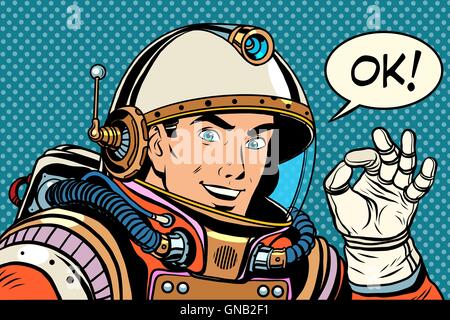 L'astronaute de l'homme OK Ok bien geste Illustration de Vecteur