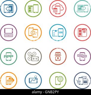 Modèle plat, appareils mobiles et des Services Icons Set. Illustration de Vecteur
