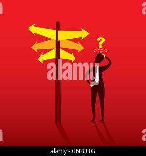 Hommes d'embrouiller pour choisir bonne direction, trajectoire future concept design Illustration de Vecteur