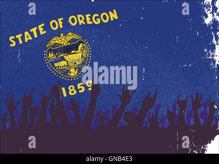 Drapeau de l'état de l'Oregon avec Audience Illustration de Vecteur