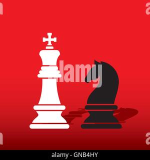 Chess roi blanc et vecteur de conception de chevalier noir Illustration de Vecteur