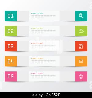 Numéro de l'Étape 5 Plan d'étiquettes pour l'infographie Illustration de Vecteur