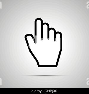 Ordinateur blanc en forme de curseur main, icône de l'ombre Illustration de Vecteur