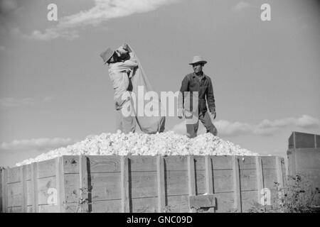 Deux travailleurs mexicains, contracté par les planteurs de coton, la vidange à Plantation, Perthshire, Mississippi, USA, Marion Post Wolcott pour Farm Security Administration, Octobre 1939 Banque D'Images