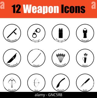 Ensemble de douze icônes d'armes nucléaires. Cercle mince de conception. Vector illustration. Illustration de Vecteur