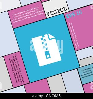 Dossier de l'ordinateur, l'icône de l'archive zip. Une télévision moderne style pour votre conception. Vector Illustration de Vecteur