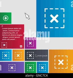 Croix dans icône carrée signe. boutons. Site web interface moderne avec des touches curseur pointeur. Vector Illustration de Vecteur
