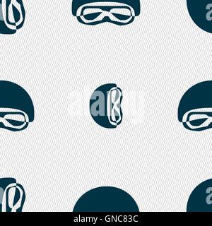 Dans un masques de ski snowboard, lunettes de ski, masque de plongée se déconnecter icône. Motif géométrique transparente avec la texture. Vector Illustration de Vecteur