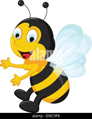 Happy Bee cartoon flying Illustration de Vecteur