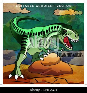 Dinosaure dans l'habitat. Vector Illustration de tyrannosaure Illustration de Vecteur