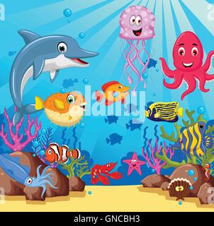 Funny cartoon sea life design pour vous Illustration de Vecteur