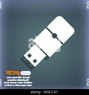 L'icône flash USB. Sur le fond bleu-vert de l'ombre et de l'espace pour votre texte. Vector Illustration de Vecteur