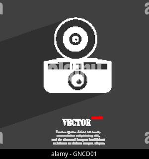 Retro photo caméra télévision web design moderne avec grande ombre et de l'espace pour votre texte. Vector Illustration de Vecteur