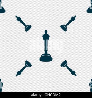 Statuette Oscar signe l'icône. Motif géométrique transparente avec la texture. Vector Illustration de Vecteur