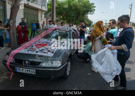 Bandar Torkaman, turkmène, Suite Nuptiale décorée de mariage location de Banque D'Images