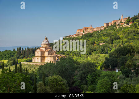 Montepulciano, Province de Sienne, Toscane, Italie. L'Église du xvie siècle de San Biagio conçu sur le plan de croix grecque Banque D'Images